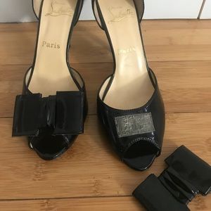 Christian Louboutin Patent Black  Peep Toe